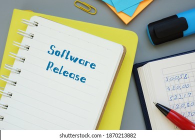 Business Concept About Software Release With Inscription On The Sheet.
