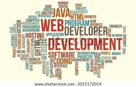 Business Concept Background, Web Development Word Cloud