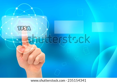 Business concept child finger pressing Canadian TFSA virtual touch screen