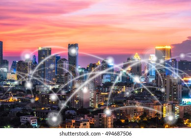 Business Concept, City Scape And Global Business Connection Technology