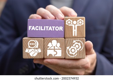 Business Concept Of Facilitator. Facilitating Deal. Facilitation A Partnership.