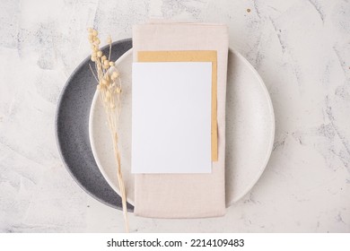 Business Concept, Finance, Wedding And Restaurant Menu. Blank Paper And Envelopes. Mockup.topview.