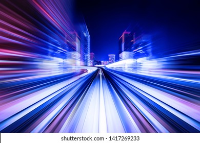 Business concept - high speed abstract track of motion light for background in tokyo, japan - Shutterstock ID 1417269233