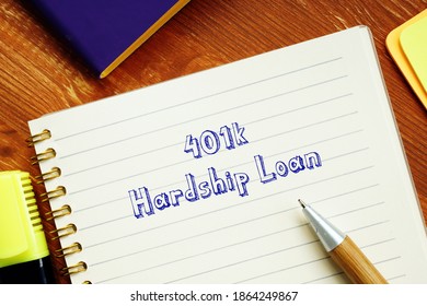 Business Concept Meaning 401k Hardship Loan With Sign On The Page..