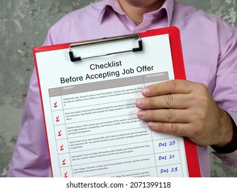 Business Concept Meaning Checklist Before Accepting Job Offer With Sign On The Sheet.
