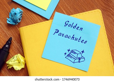 Business Concept Meaning Golden Parachutes - Executive Compensation Packages With Sign On The Sheet.