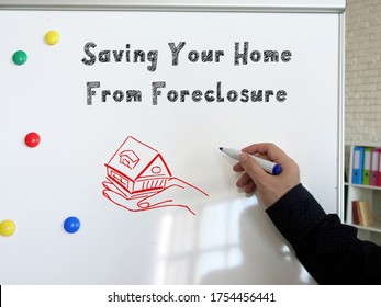 Business Concept Meaning Saving Your Home From Foreclosure With Sign On The Sheet.