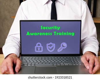 Business Concept Meaning Security Awareness Training With Inscription On The Sheet.
