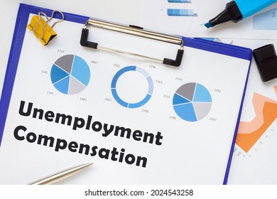 Business Concept Meaning Unemployment Compensation With Inscription On The Sheet. 
