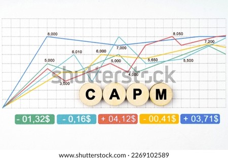 Business concept. On the business chart are wooden circles with the inscription - CAPM