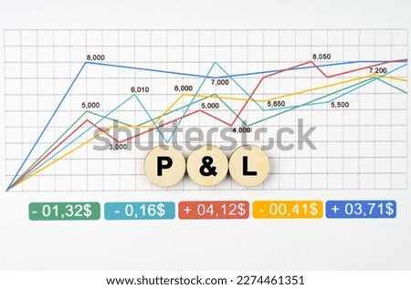Business concept. On the business chart are wooden circles with the inscription - P and L Stock fotó © 