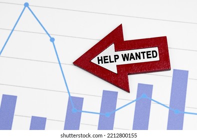 Business Concept. On The Reporting Chart There Is An Arrow With The Inscription - HELP WANTED