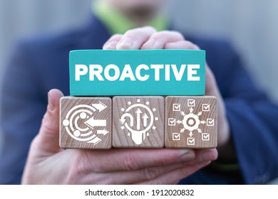 Business Concept Of Proactive Businessman. Proactive Or Reactive Solution Initiative.