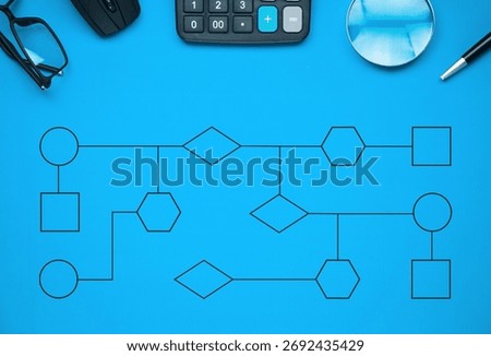Business concept. Process automation with flowchart