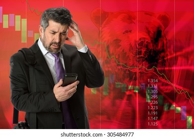 Business Concept Representing Stock Market Crash With Businessman Getting Bad News