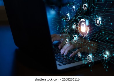 Business concept, technology, internet security, internet Cybersecurity engineers are working on protecting networks from cyber attacks from hackers on the Internet. Secure access to online privacy an