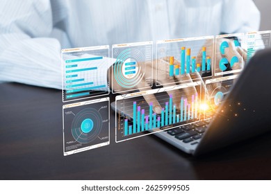 Business concept using AI program for calculation and analysis
