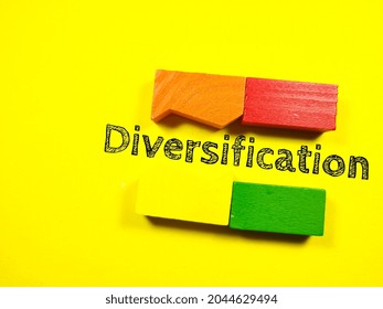 Business Concept.Text Diversification With Colored Wooden Block On A Yellow Background.