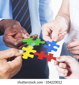 Business Connection Corporate Team Jigsaw Puzzle Concept - Shutterstock ID 334223012