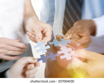 Business Connection Corporate Team Jigsaw Puzzle Concept - Shutterstock ID 337004030