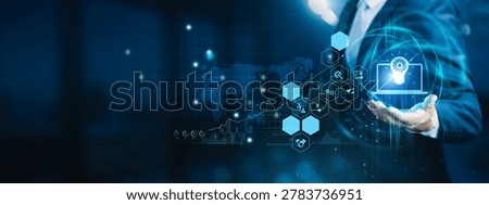 Business consultant holding solution framework. Solutions provide integrated approaches to solve business and technology challenges.