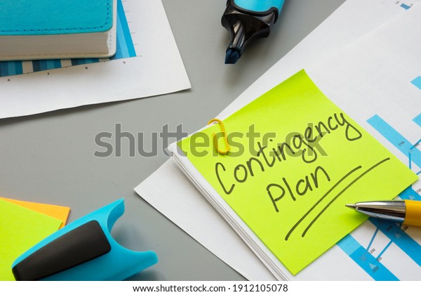 Business Contingency plan papers and notepad on\
the table.