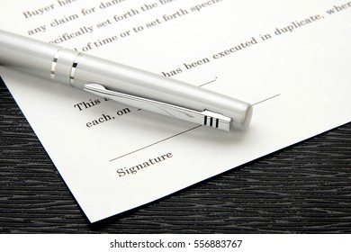 Business Contract Sheet And Pen