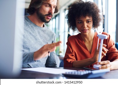 Business Couple Talking In Office Meeting 