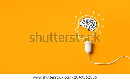 Business creativity and inspiration concepts with brain,lightbulb on color background.motivation for success.think big ideas