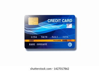 Business Credit Card Isolated On White Background With Shadow , Credit Card For Payment To A Merchant Or As A Cash Advance.