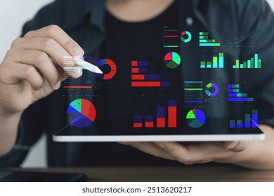 Business data analysis, annual sales data summary, accounting data graphs, marketing and business growth analysis.