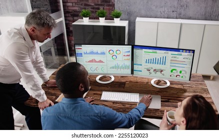 Business Data Analytics On Computer Monitor. African Advisor