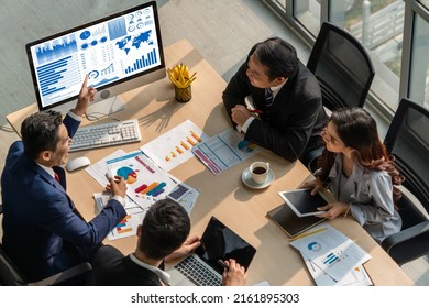 Business data dashboard analysis by ingenious computer software . Investment application display business sales and profit on the computer screen and advise marketing planning decision . - Shutterstock ID 2161895303