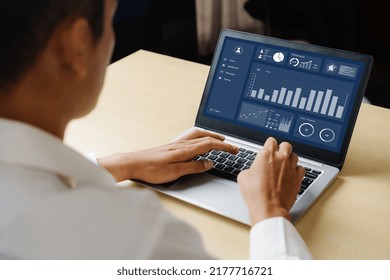 Business Data Dashboard Analysis By Ingenious Computer Software . Investment Application Display Business Sales And Profit On The Computer Screen And Advise Marketing Planning Decision .