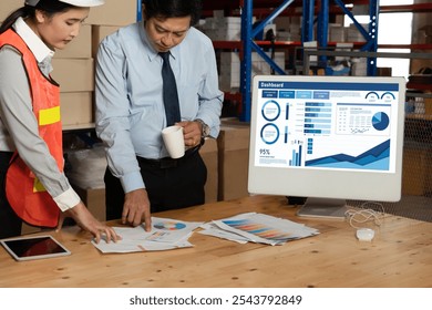 Business data dashboard provide business intelligence analytic for marketing strategy planning snugly with big data set to analyze customer demands and foreseeing business future - Powered by Shutterstock