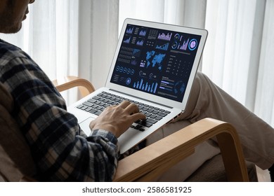 Business data dashboard provide business intelligence analytic for marketing strategy planning snugly with big data set to analyze customer demands and foreseeing business future