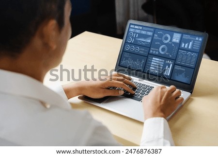 Business data dashboard provide business intelligence analytic for marketing strategy planning snugly with big data set to analyze customer demands and foreseeing business future
