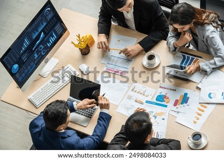 Business data dashboard provide business intelligence analytic for marketing strategy planning snugly with big data set to analyze customer demands and foreseeing business future