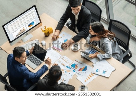 Business data dashboard provide business intelligence analytic for marketing strategy planning snugly with big data set to analyze customer demands and foreseeing business future