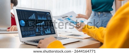 Business data dashboard provide business intelligence analytic for marketing strategy planning brisk with big data set to analyze customer demands and foreseeing business future