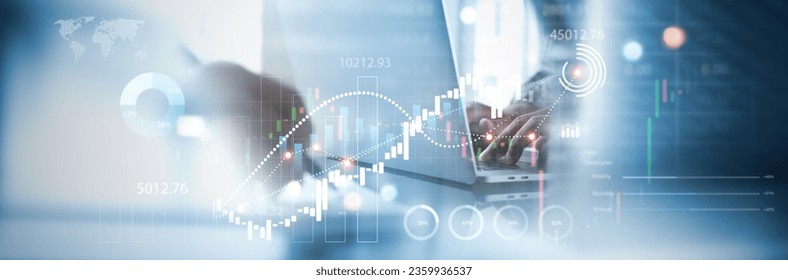 Business data and stock market analysis, currency exchange. Businessman analyzing financial graph, forex chart, economic growth, business finance and investment background - Powered by Shutterstock