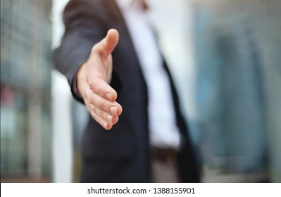 business deal proposal, recruitment, businessman offer hand for handshake and cooperation