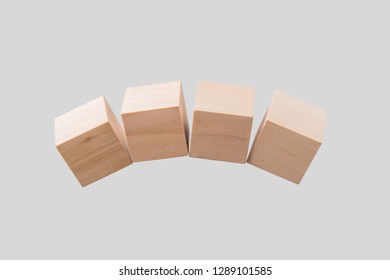 Business & design concept - Abstract geometric real floating wooden cube isolated on background, it's not 3D render.