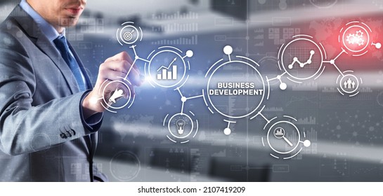 Business Development Planning. Inscription on 3D the virtual screen - Shutterstock ID 2107419209