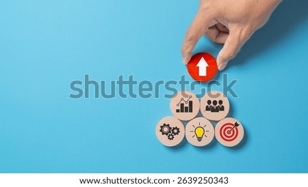 Business development strategy and action plan concept on wooden blocks