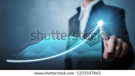 Business development to success and growing growth concept, Businessman pointing arrow graph corporate future growth plan