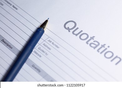 Business document - Quotation. Paper for sign. Quotation on white background