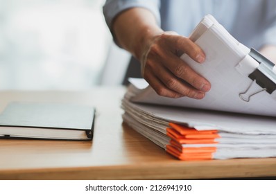 Business Documents, Auditor Businesswoman Checking Searching Document Legal Prepare Paperwork Or Report For Analysis TAX Time,accountant Documents Data Contract Partner Deal In Workplace Office