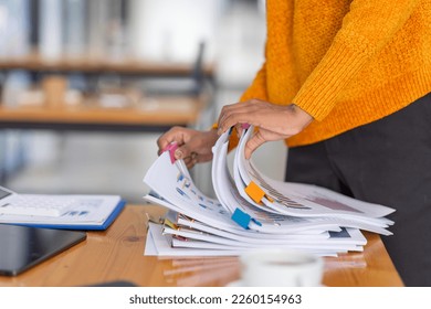 Business Documents, Auditor businesswoman checking searching document legal prepare paperwork or report for analysis TAX time,accountant Documents data contract partner deal in workplace office