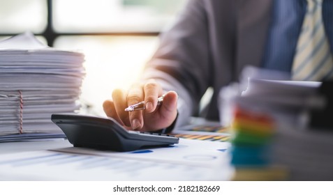 Business Documents Businessman Check Legal Document Review Prepare Documents Or Analysis Reports, Tax Items, Accounting Documents, Data Contracts, Office Partner Agreements.
